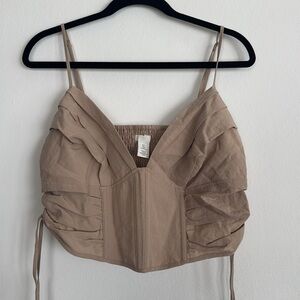 H&M women’s Beige cropped corset style tank top size large